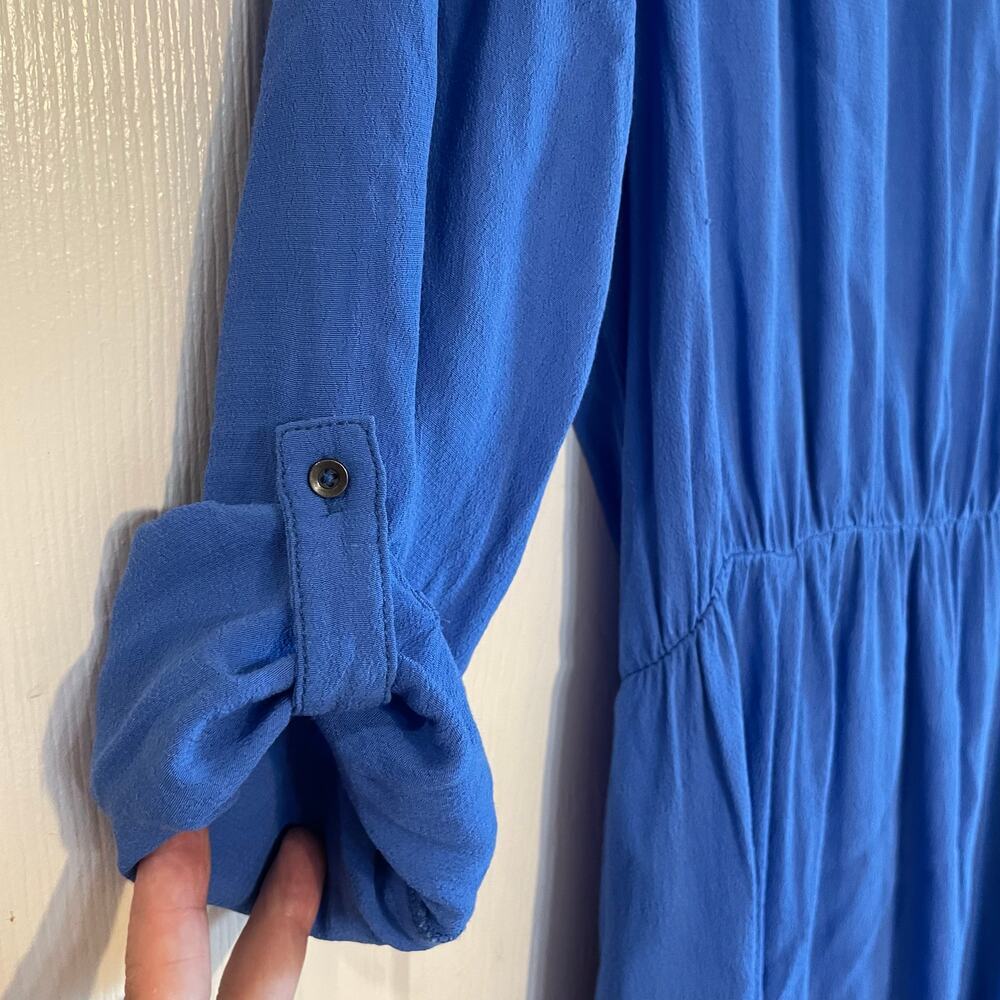 Maeve Anthropologie Blue V-Neck Utility Dress, Size L - Picture 5 of 16